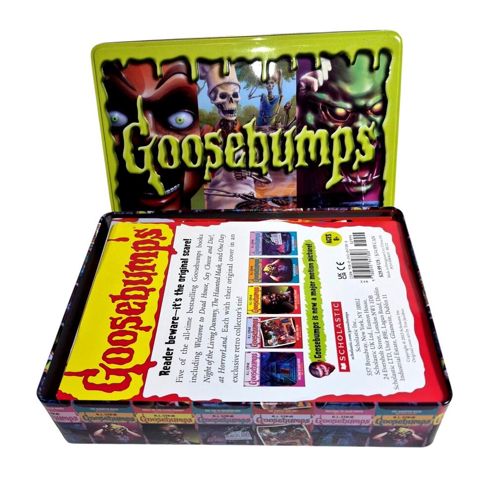 R.L Stine Goosebumps Scholastic Retro Scream Collection Tin 5 Best Selling Books
